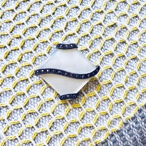 Vintage sterling silver marcasite mother of pearl